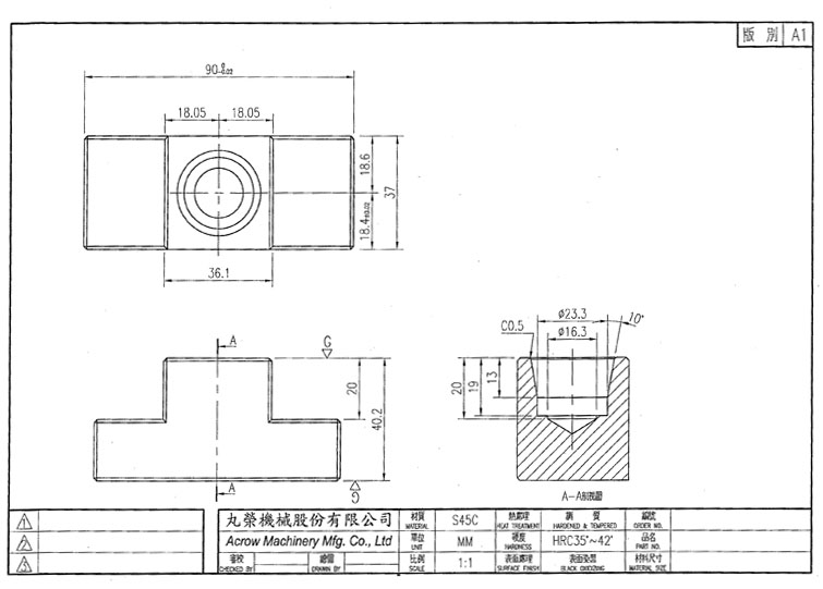 TR90 angle head positioning block basic diagram